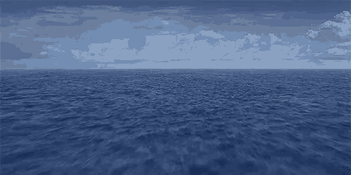 a large body of water with a blue sky and clouds in the background