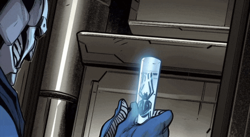 a cartoon drawing of a person holding a glowing object