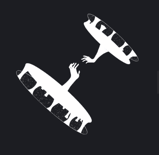 a silhouette of a person falling into a hole