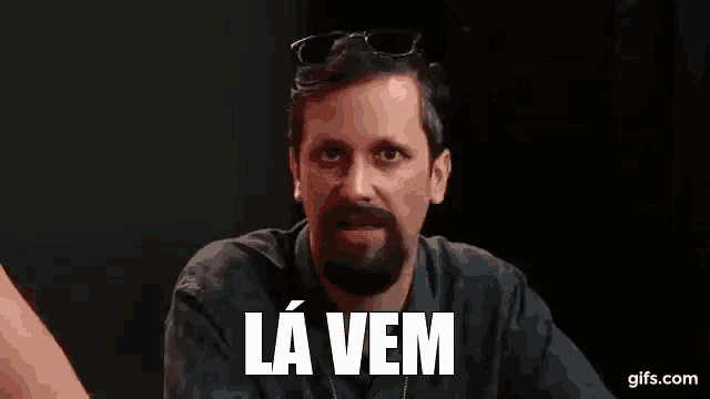 a man with a beard is wearing sunglasses and says la vem