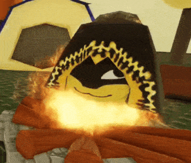 a cartoon character with a hood and a flame coming out of it