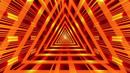 an animated background of a tunnel with a triangle in the middle .