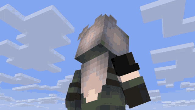 a minecraft character with a long beard stands in front of a cloudy sky