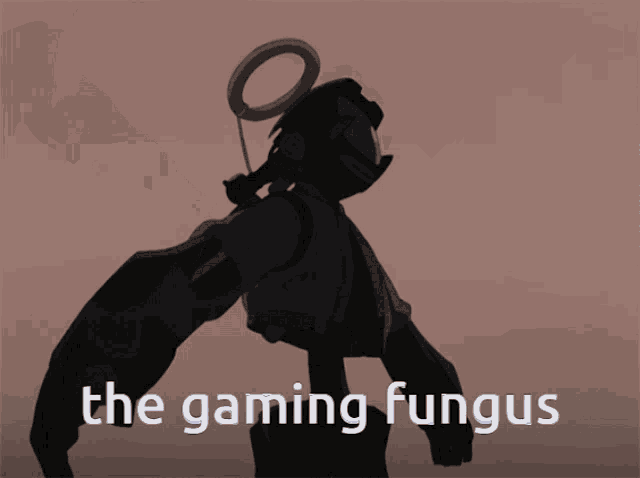a silhouette of a person with the words " the gaming fungus " on the bottom