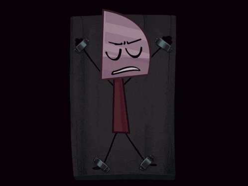 a cartoon drawing of a knife being chained up