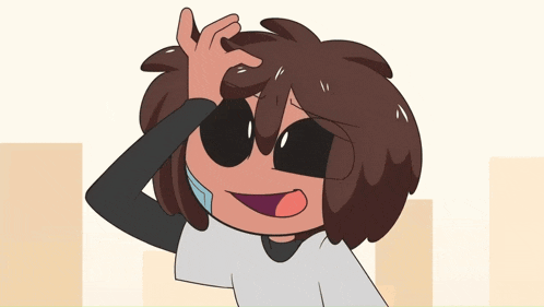 a cartoon character wearing sunglasses scratching his head