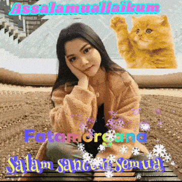 a picture of a woman and a cat with the words " assalamualaikum " at the top