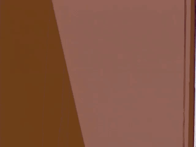 a cartoon character peeking out from behind a door .