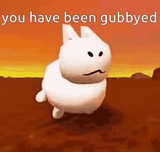 a cartoon rabbit is walking in the dirt with the words you have been gubbyed above it .