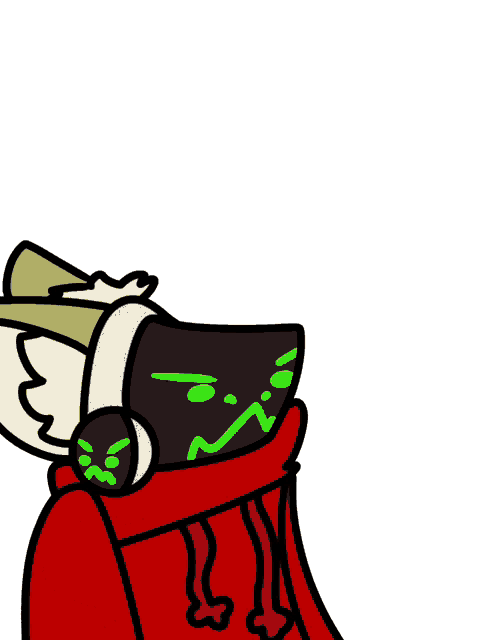 a cartoon drawing of a person wearing headphones and a red hoodie