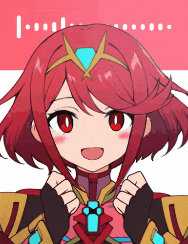 a red haired anime girl with a blue star on her head