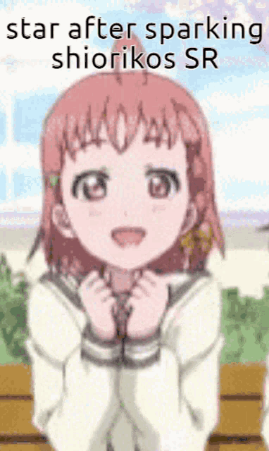 a picture of a girl with the words star after sparking shiorikos sr on the bottom