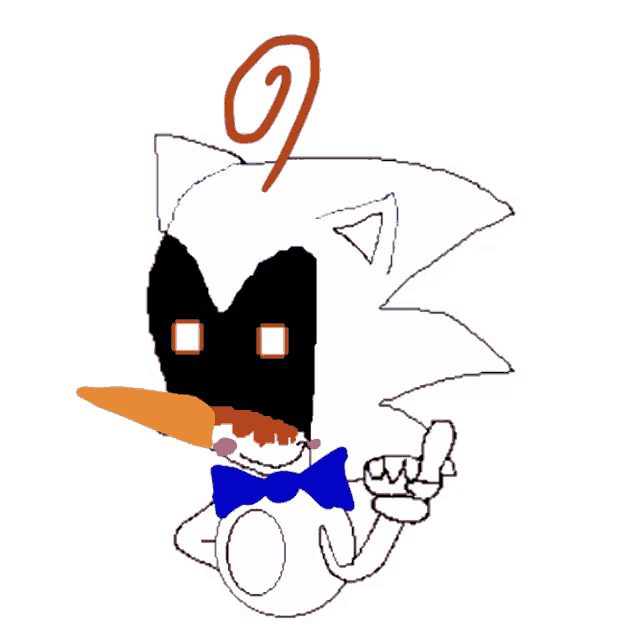 a drawing of a cartoon character with a bow tie and a carrot in his mouth