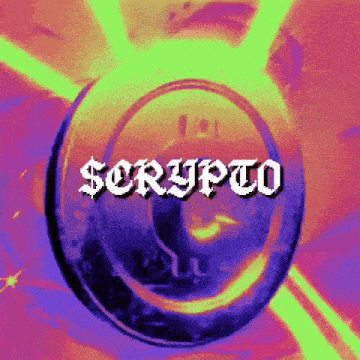 a colorful background with the word crypto in the center