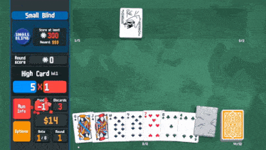 a game called small blind is being played on a green table