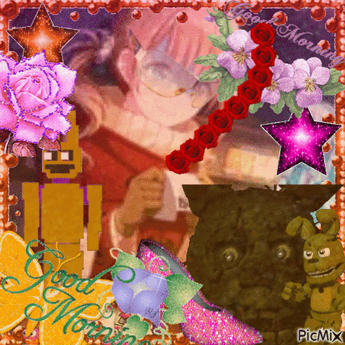 a collage of pictures with the words good morning on the bottom right