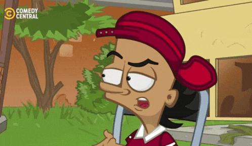 a cartoon of a boy wearing a red hat and a comedy central logo