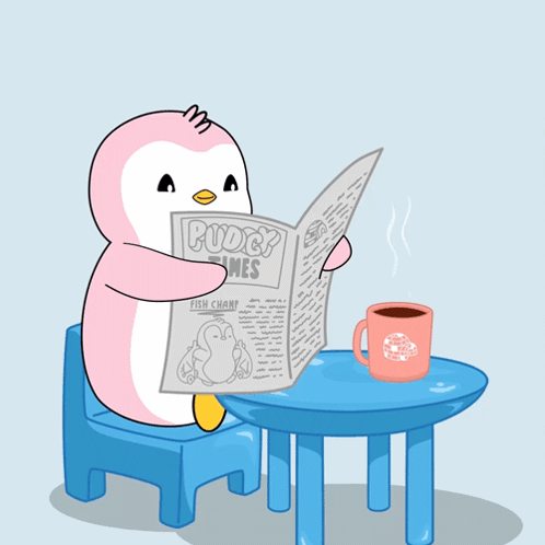Reading Newspaper Pudgy Penguins GIF - Reading Newspaper Pudgy Penguins Checking Out The News GIFs