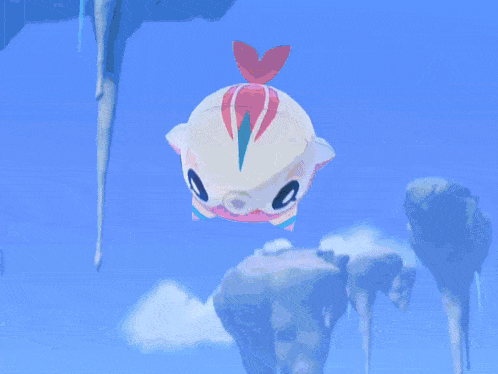 a cartoon of a person flying through the air with a blue sky in the background