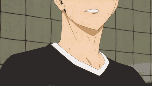 a close up of a person 's neck with sweat coming out