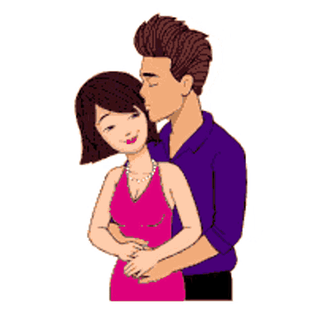 a man kisses a woman on the cheek in a cartoon