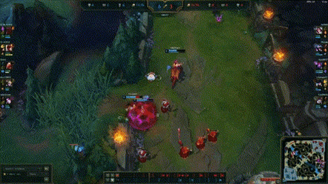 a screenshot of a league of legends game shows a purple explosion