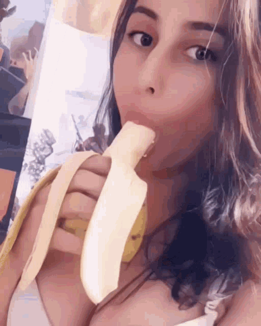 Banana Banana Eating GIF - Banana Banana Eating Fun Girl GIFs