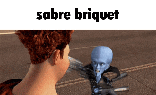 sabre briquet is written above a picture of a man holding a sword