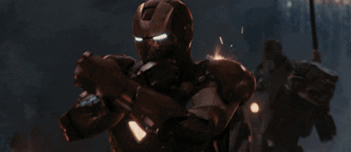 a group of robots are fighting each other in a dark room