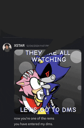 a screenshot of a sonic the hedgehog and metal sonic hugging