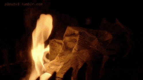 a burning piece of paper with the url p3ns1v3.tumblr.com