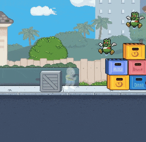 a stack of crates with the word bruna on the top