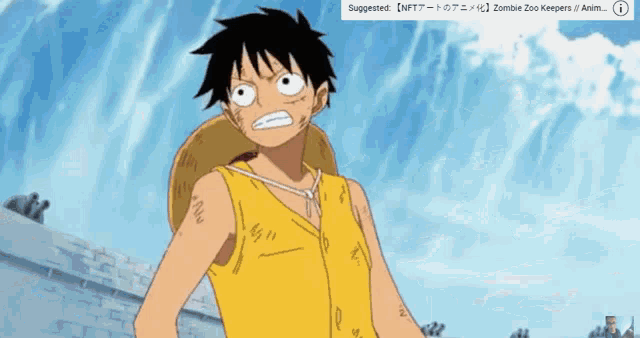 a picture of luffy from one piece is displayed on the screen