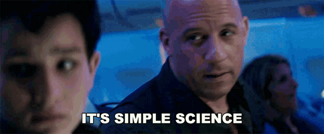 a man says " it 's simple science " while looking at another man