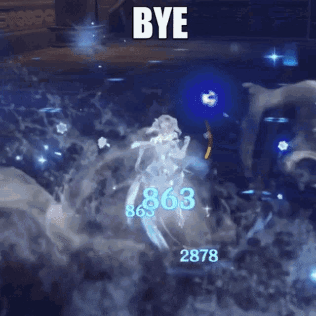 a screenshot of a video game with the words `` bye '' on it