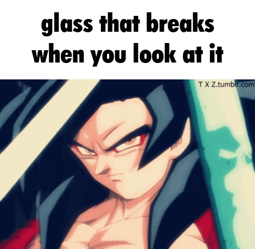 a glass that breaks when you look at it with a picture of a cartoon character