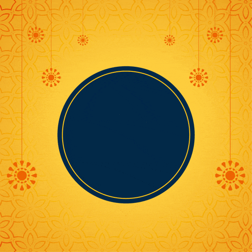 a blue circle is on a yellow background