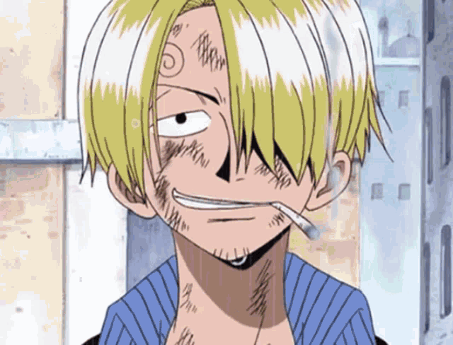 a cartoon character with a cigarette in his mouth and a tattoo on his face