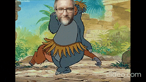 a cartoon of a man dressed as a monkey with glasses