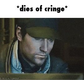 a man wearing a hat is looking at a computer screen and the caption says dies of cringe