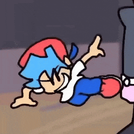 a cartoon character is laying on the floor with his arms outstretched .