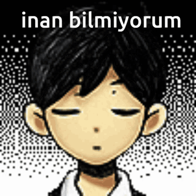 a cartoon of a boy with his eyes closed and the words inan bilmiyorum on the bottom