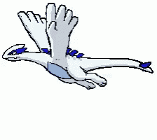 a cartoon drawing of a white and blue dragon flying through the air