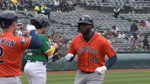 a baseball player wearing a jersey that says astros 44