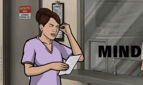 a cartoon of a woman holding a piece of paper with the word mind on it
