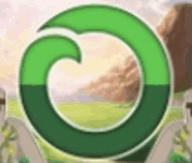 a green circle with a swirl in the middle of it is on a white background .
