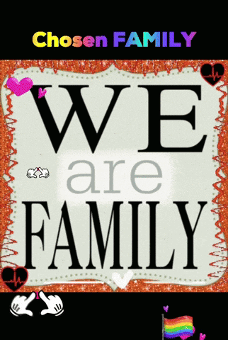 a sign that says we are family with a rainbow flag