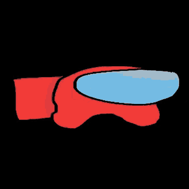 a drawing of a red and blue object with the letters a and e on it