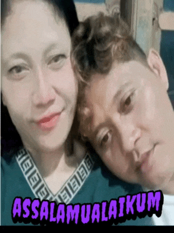 a man and a woman are posing for a picture with the words assalamualaikum on the bottom