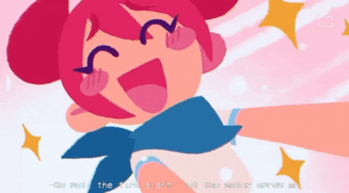 a cartoon drawing of a girl with a blue scarf around her neck with the words " the pull the alarm " written below her